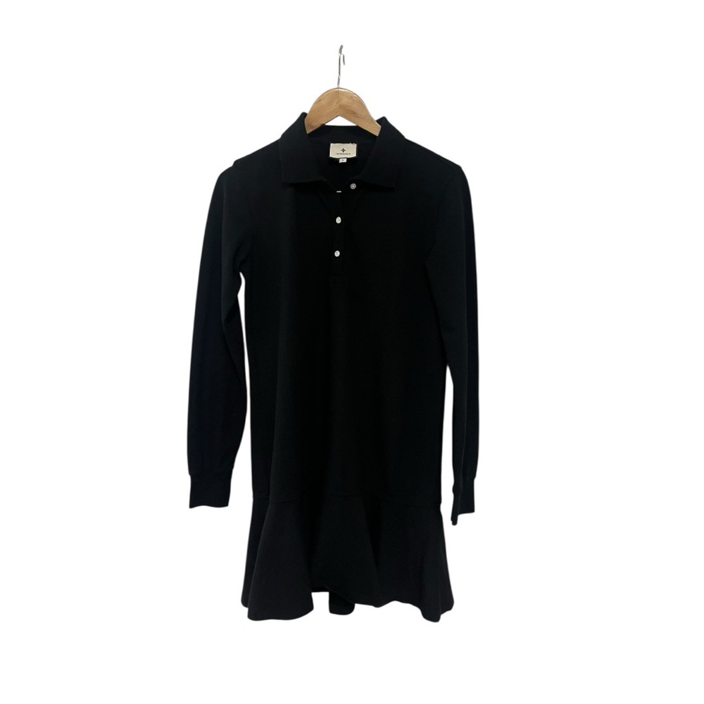 TUCKERNUCK Black Long Sleeve Pique May Polo Dress S